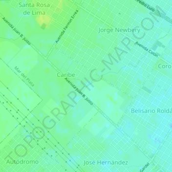 Caribe topographic map, elevation, terrain