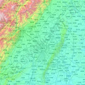 Chengdu topographic map, elevation, terrain