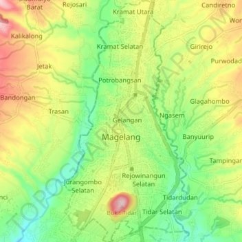 Kota Magelang topographic map, elevation, terrain