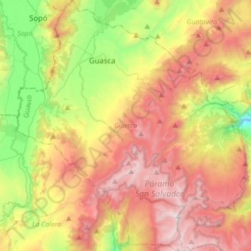 Guasca topographic map, elevation, terrain