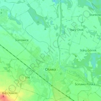 Oława topographic map, elevation, terrain