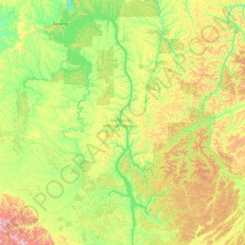 Bratsk Reservoir topographic map, elevation, terrain