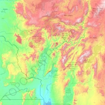 Omo River topographic map, elevation, terrain