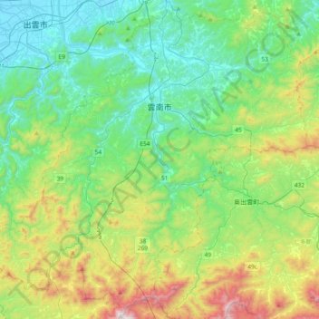 Unnan topographic map, elevation, terrain