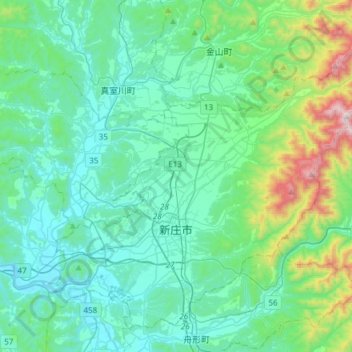 Shinjo topographic map, elevation, terrain