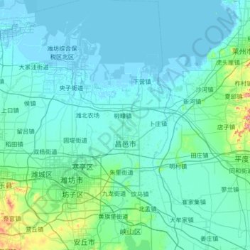 Changyi City topographic map, elevation, terrain
