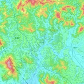 Nagomi topographic map, elevation, terrain