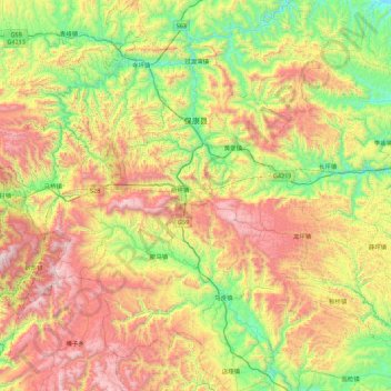 Baokang County topographic map, elevation, terrain