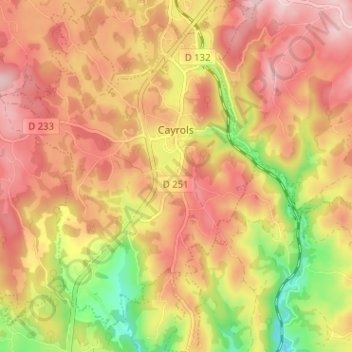 Cayrols topographic map, elevation, terrain