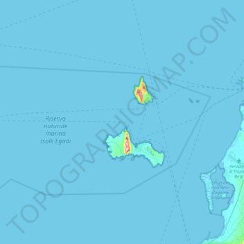 Îles Égades topographic map, elevation, terrain
