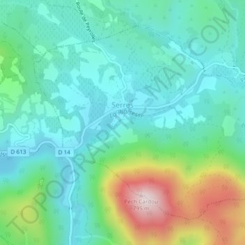 Serres topographic map, elevation, terrain