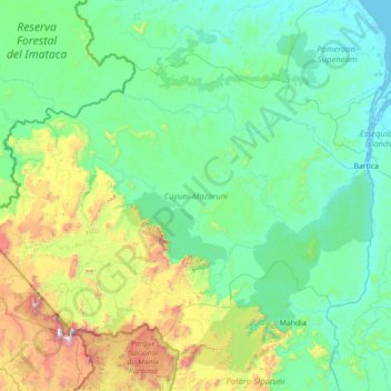 Cuyuni-Mazaruni topographic map, elevation, terrain