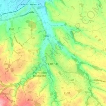 Bad Hall topographic map, elevation, terrain