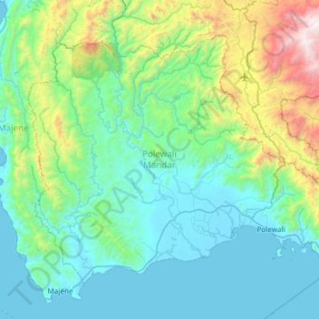 Polewali Mandar topographic map, elevation, terrain