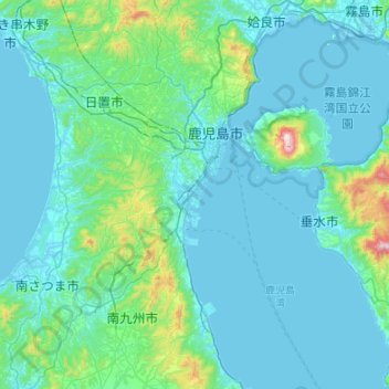 Kagoshima topographic map, elevation, terrain