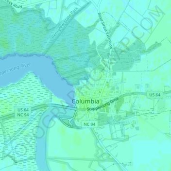 Columbia topographic map, elevation, terrain