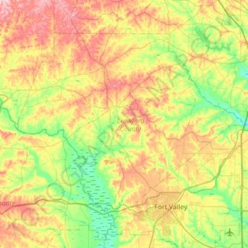 Crawford County topographic map, elevation, terrain