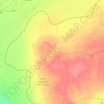 Jaisalmer District topographic map, elevation, terrain