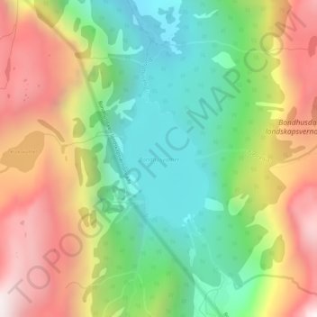 Bondhusvatnet topographic map, elevation, terrain