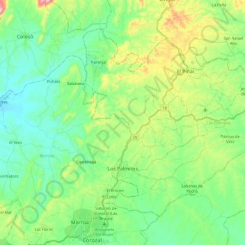 Los Palmitos topographic map, elevation, terrain