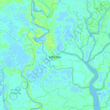 Paikgachha Upazila topographic map, elevation, terrain
