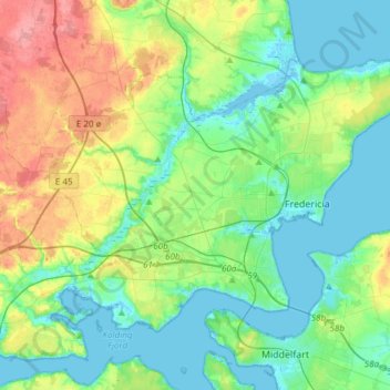 Fredericia Municipality topographic map, elevation, terrain