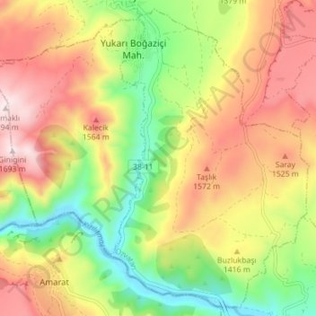 Boğaziçi topographic map, elevation, terrain