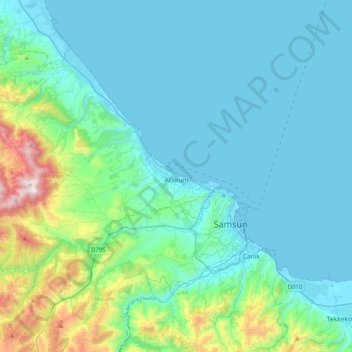 Atakum topographic map, elevation, terrain