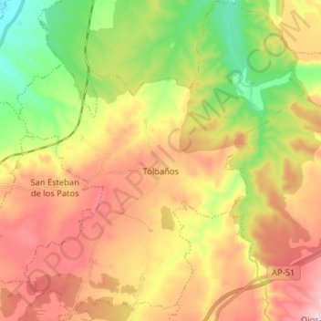 Tolbaños topographic map, elevation, terrain