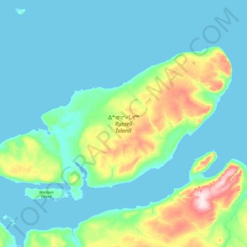 Russell Island topographic map, elevation, terrain