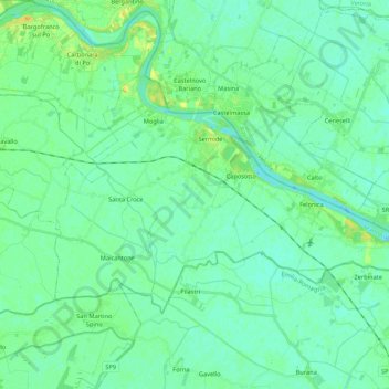Sermide e Felonica topographic map, elevation, terrain