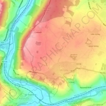 Winsley topographic map, elevation, terrain