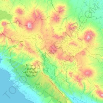 Lampung Barat topographic map, elevation, terrain