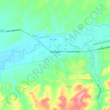 Rangely topographic map, elevation, terrain