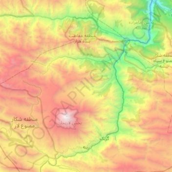 دهستان لاریجان سفلی topographic map, elevation, terrain