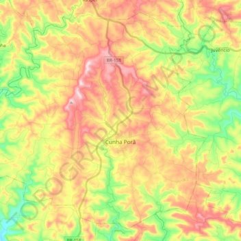 Cunha Porã topographic map, elevation, terrain