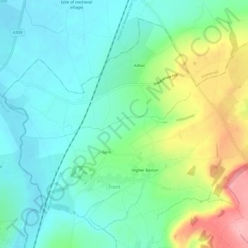 Trent topographic map, elevation, terrain