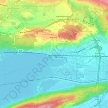 Schmerikon topographic map, elevation, terrain