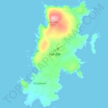 Fair Isle topographic map, elevation, terrain