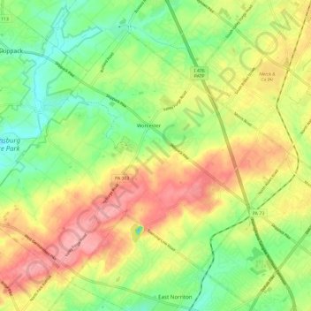 Worcester Township topographic map, elevation, terrain