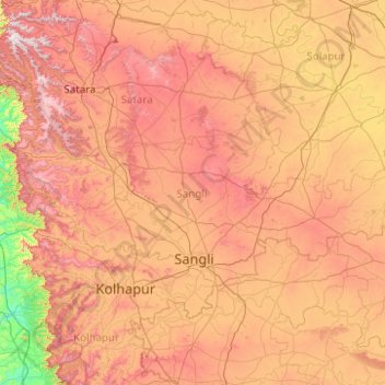 Sangli topographic map, elevation, terrain
