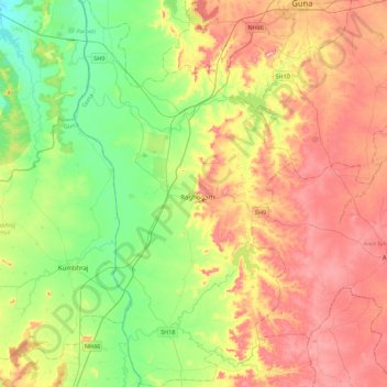 Raghogarh Tahsil topographic map, elevation, terrain