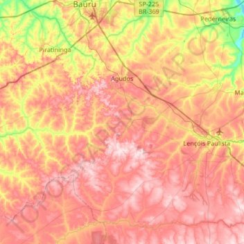 Agudos topographic map, elevation, terrain