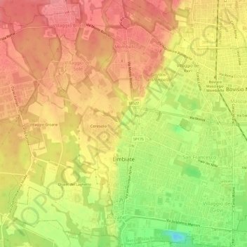 Limbiate topographic map, elevation, terrain