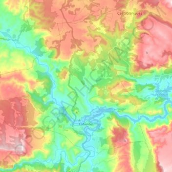 Cofrentes topographic map, elevation, terrain
