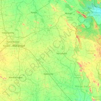 Warangal Rural topographic map, elevation, terrain