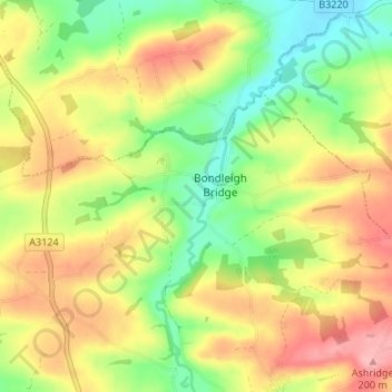 Bondleigh topographic map, elevation, terrain