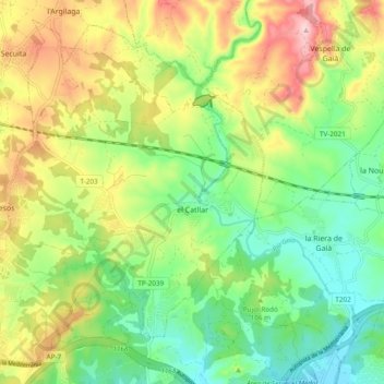 el Catllar topographic map, elevation, terrain