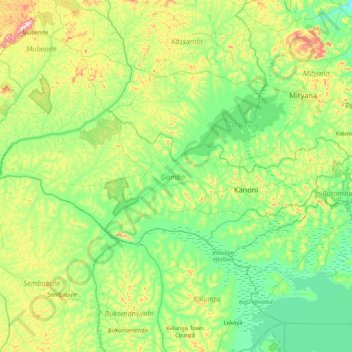 Gomba topographic map, elevation, terrain