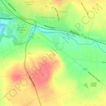 Muckamore topographic map, elevation, terrain